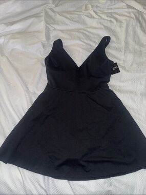 SPANX Black V-Neck A-Line Swim Mini